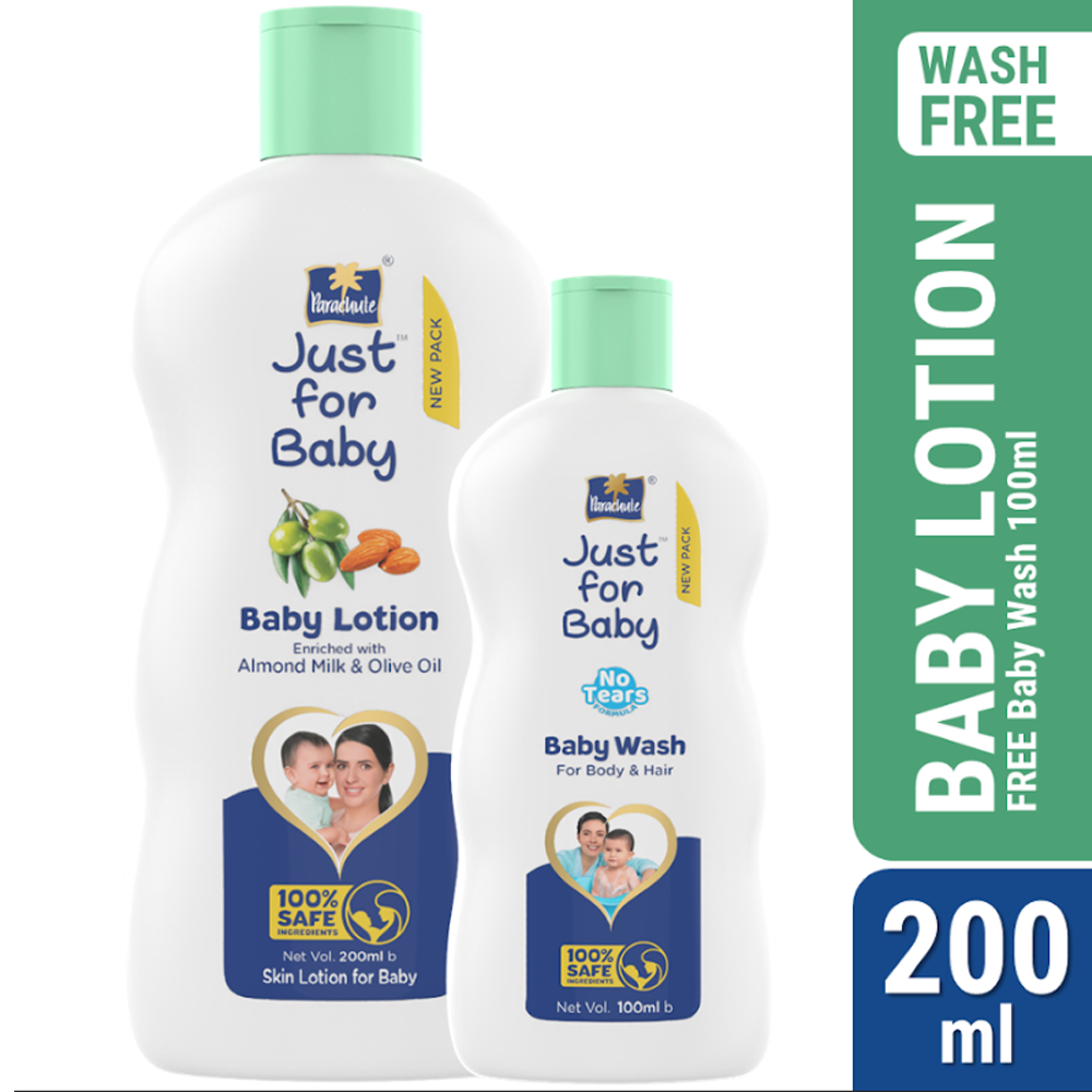 Parachute Just For Baby Lotion - 200ml With Baby Wash - 100ml Free - EMB114