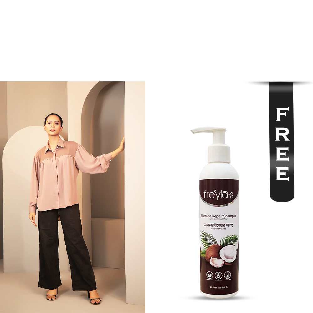 Buy Cherry Georgette Shirt for Women - 1223 000281 - Mauve and Get Freyias Damage Repair Shampoo with Coconut Milk - 220ml Free