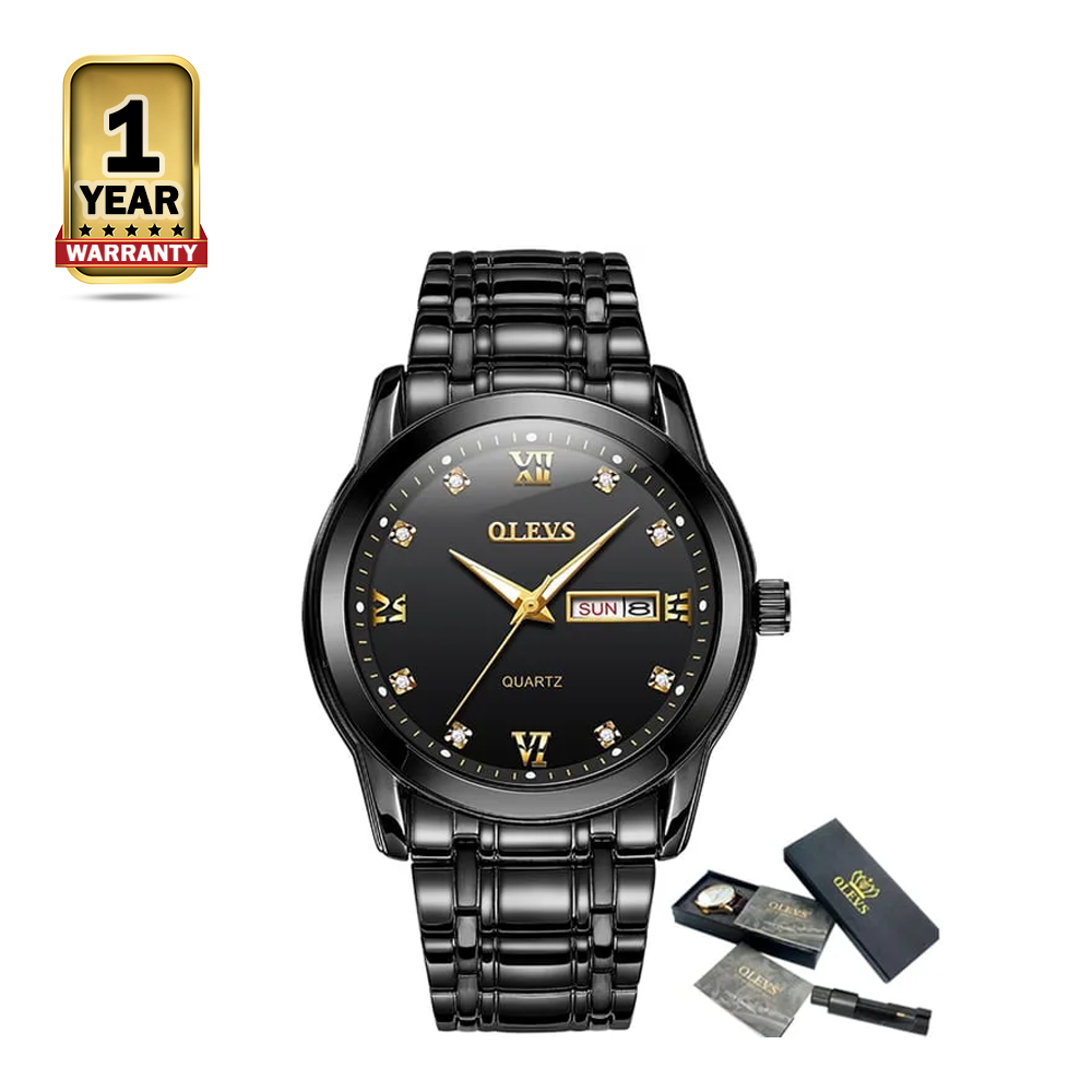 Olevs 8691 Stainless Steel Wrist Watch For Men - Black