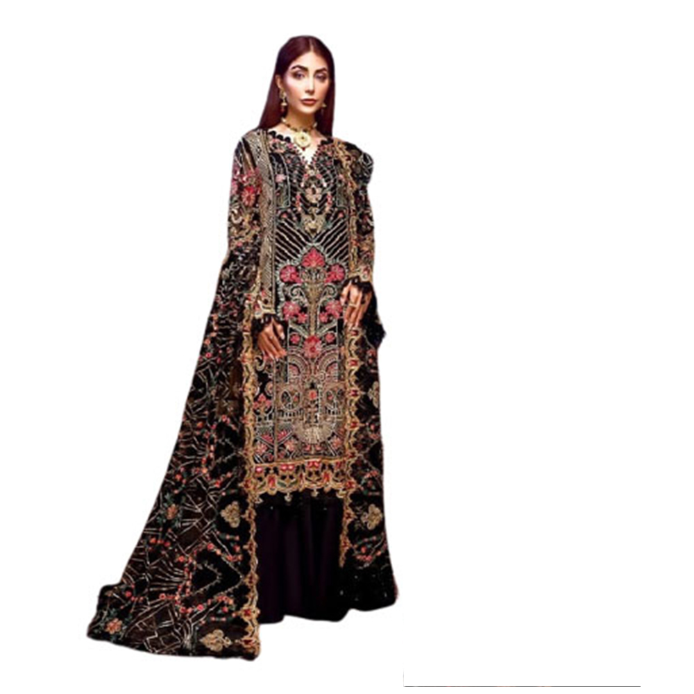 Soft Georgette Embroidery Unstitched Salwar Kameez For Women - Multicolor - 4G-26