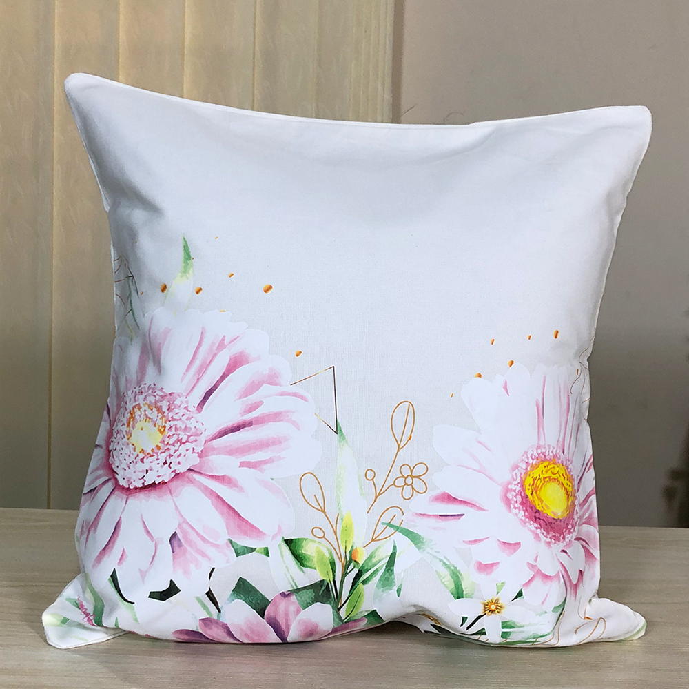 Cotton Digital Print Cushion Cover - White - PLW - 903