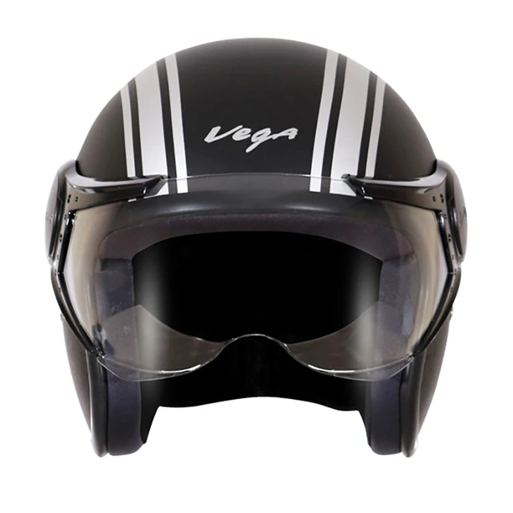 Vega Jeet Half Face Bike Helmet - Black and Silver