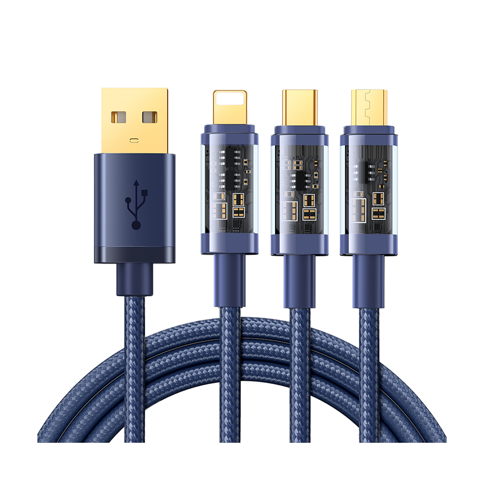 Joyroom S-1T3015A5 3.5A 3 in 1 Data Cable - 1.2m - Blue