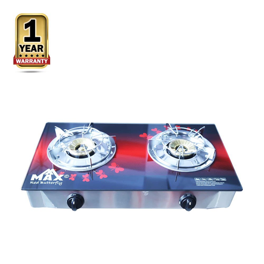 MAX MX-403 Red Butterfly Double Burner Gas Stove