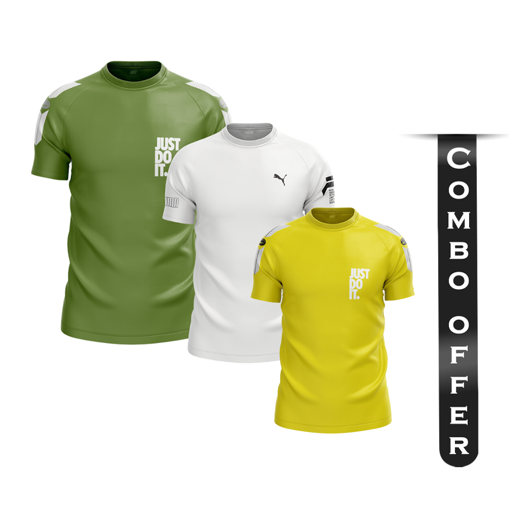 Combo Of 3Pcs NEXF Mesh Short Sleeve Jersey Tshirt For Men - Multicolor - NEX-H-05