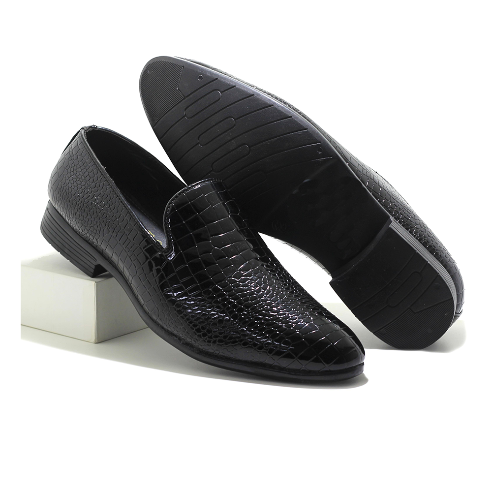 Glossy Patent PU Leather Formal Party Shoe For Men -	Black - IN418