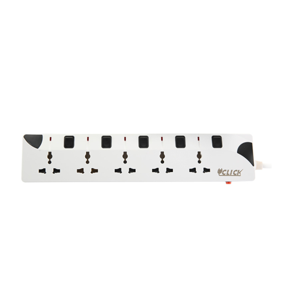 Click Safe Extension Socket 2pin 5skt 5Y - White