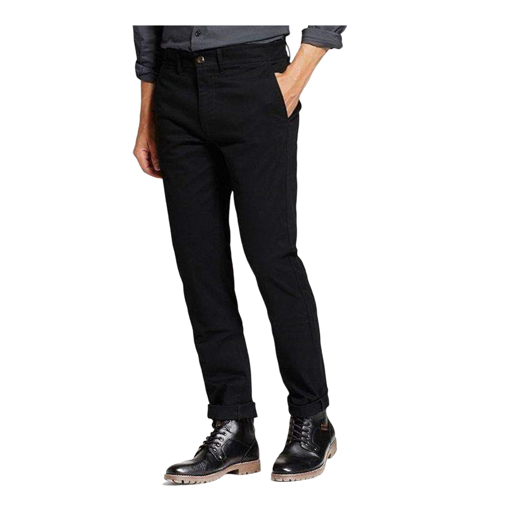 Cotton Chinos Gabardine Pant For Men - Deep Black - NZ-3163