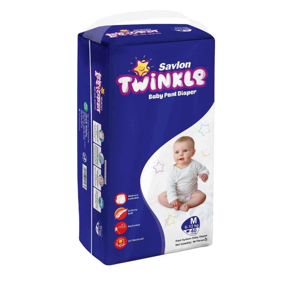 Savlon Twinkle Baby Diaper AZE -2003 - Pant - M - 40pcs