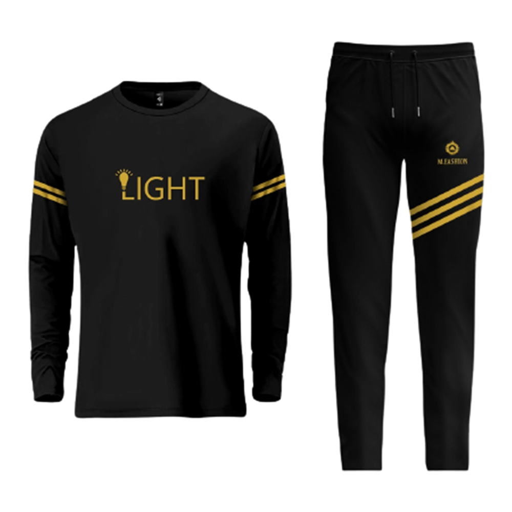 PP Jersey Full Sleeve T-Shirt With Trouser Full Track Suit - Black - HT-14