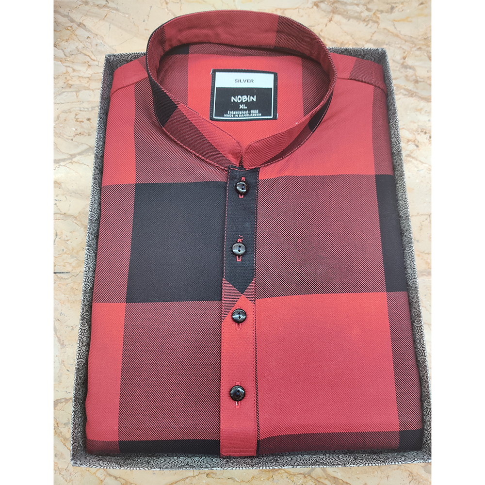 Nobin Cotton Panjabi For Men - Red - F104