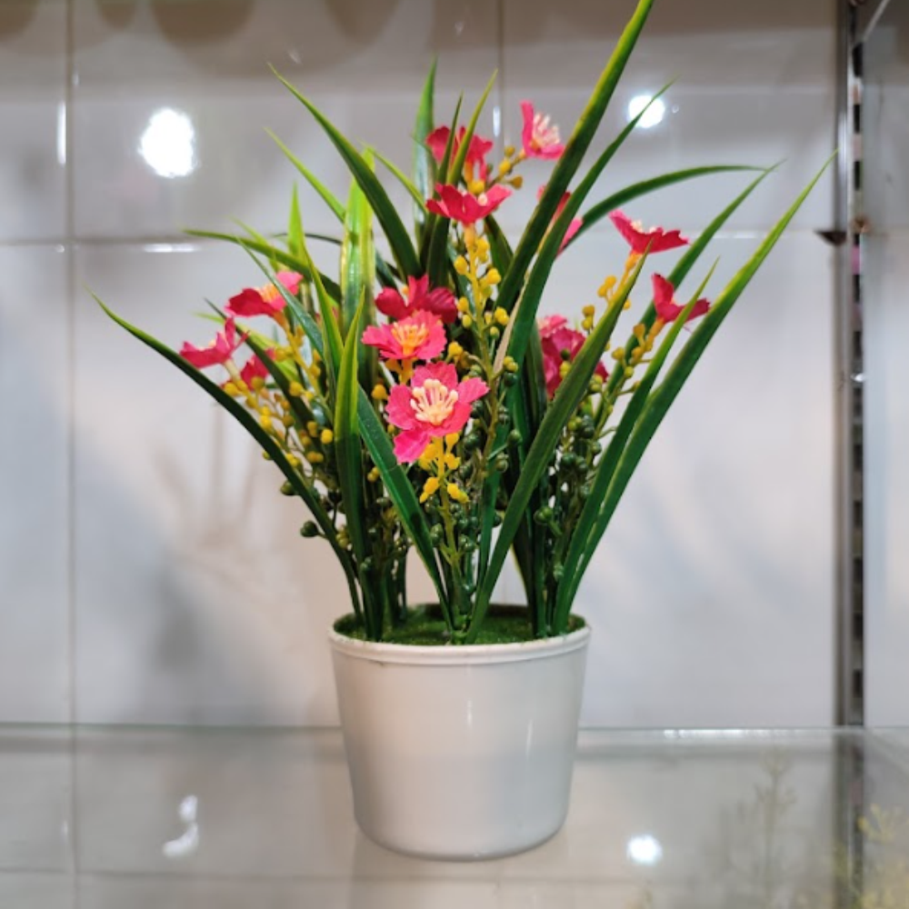 Artificial Flower With Plastic Tub - Multicolor - MFT-0101