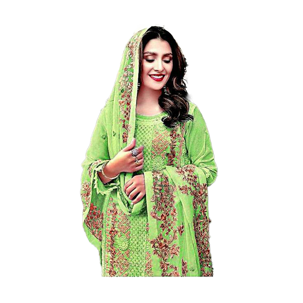 Unstitched Embroidery Work Georgette Shalwar Kameez For Women - Multicolor