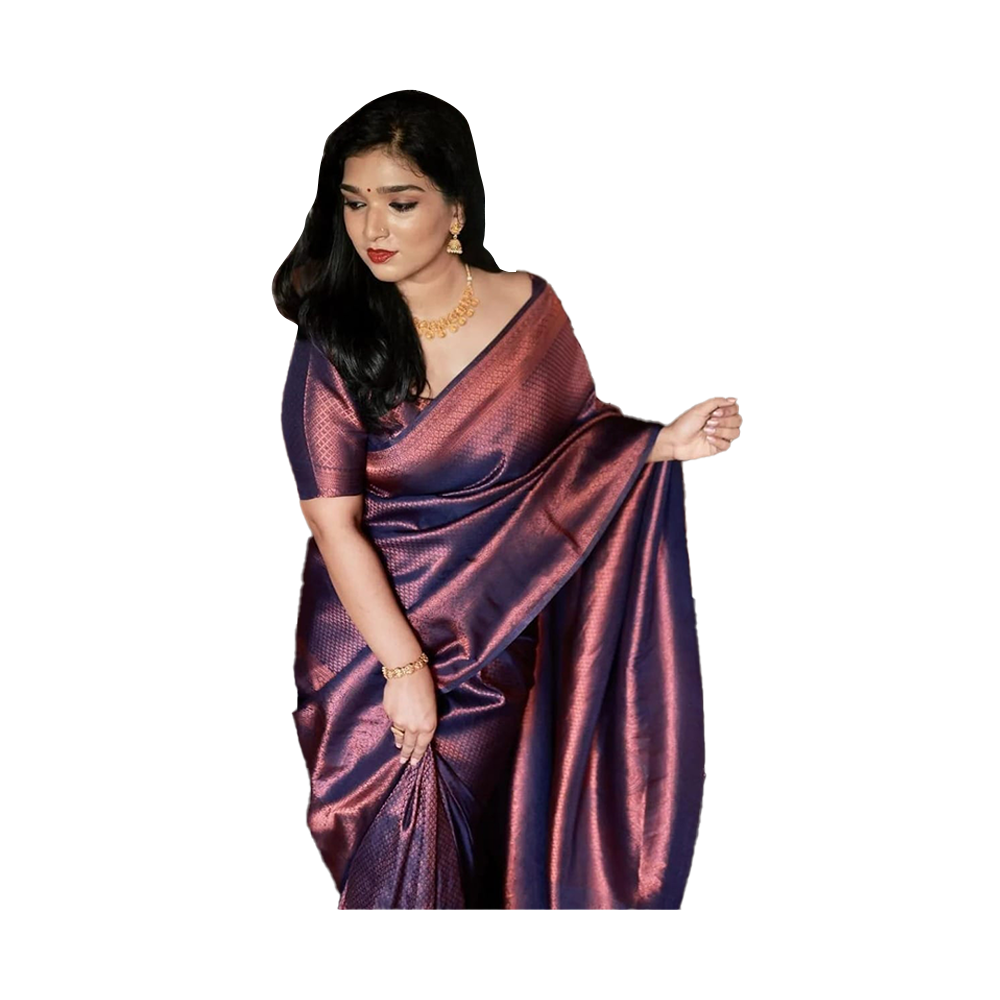 Proud PL-SE00041 Pure Soft Silk Saree For Women - Bright Purple 