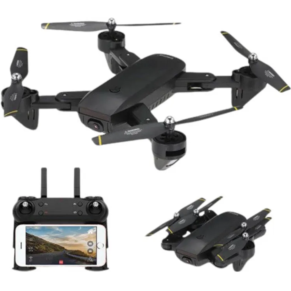 DM107 Dual Cameras VR UAV RTF Wide-Angle Camera Optical Flow Altitude Foldable RC Drone - Black