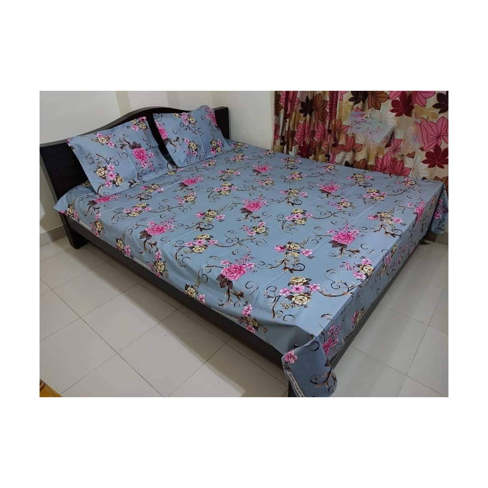 King Size Cotton Twill Bedsheet - BT-122 - Multicolor