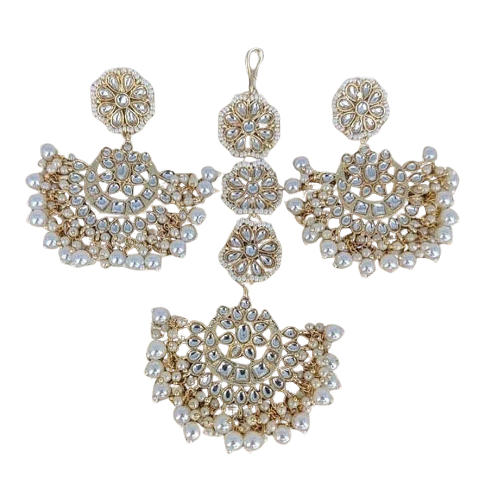 Indian Jaipuri Jewellery Set For Women - Golden