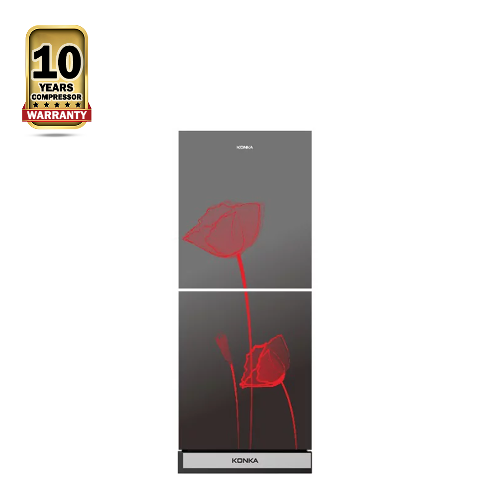Konka KRB-190GB Glass Mirror Refrigerator - 190 Ltr - Grey