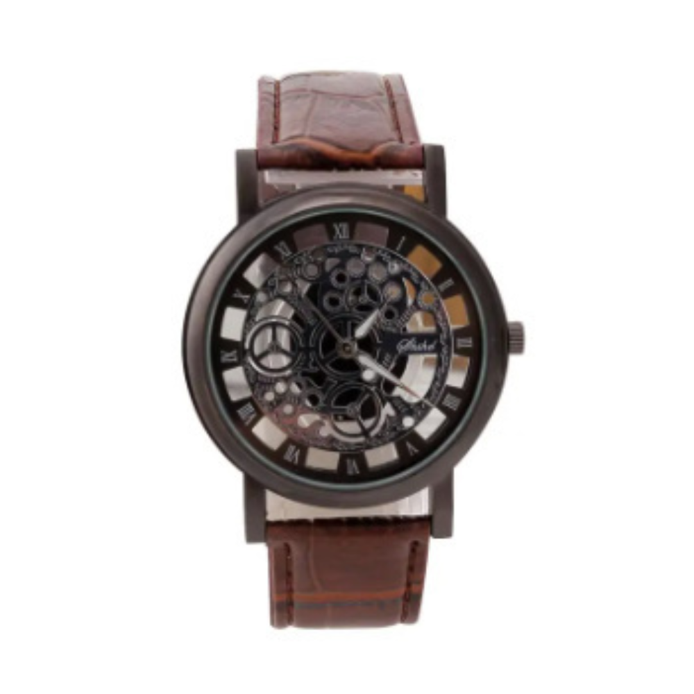 Quartz Leather Wrist Watch - Brown