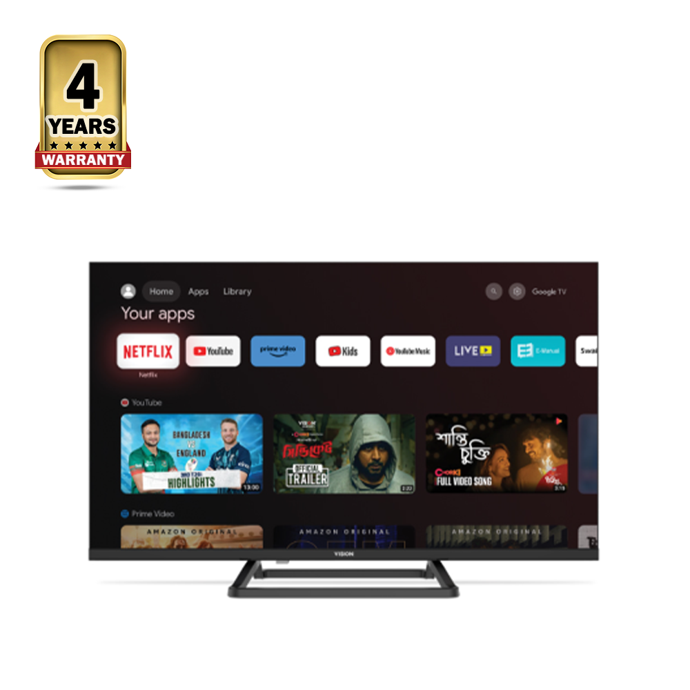 VISION E40S Smart Google Android TV - 32 Inch - Black