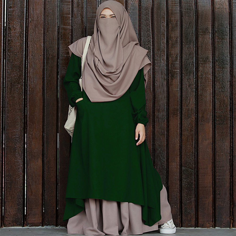 Dubai Cherry Irani Queen Stylish Abaya and Borkha - Bottle Green - B_453 