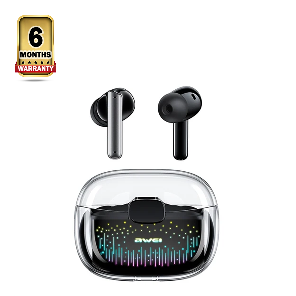 Awei T52 ANC TWS Wireless Earbuds Colorful Breathing Light Headphones - Black