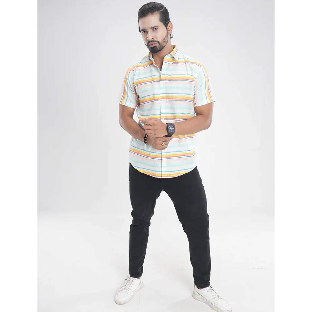 Cotton Half Sleeve Casual Shirt For Men - Multicolor - TMS-SS-54