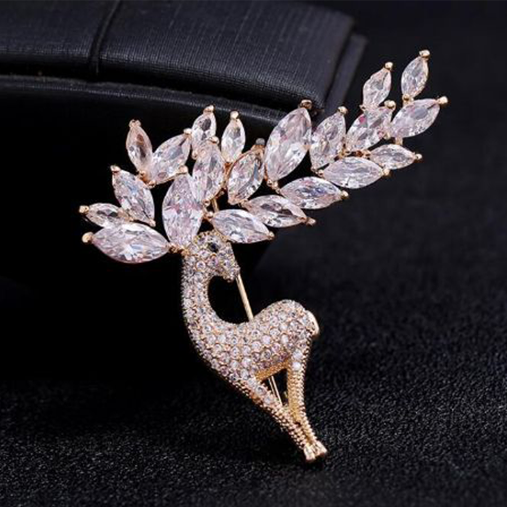 Metal Deer Brooch Hijab Safety Pin For Girls And Women - Rose Gold