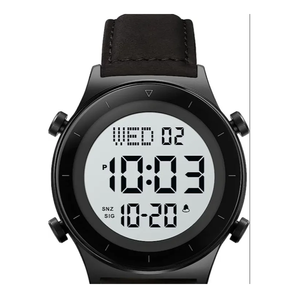 SKMEI 2079 Leather Digital Wristwatch for Men - Black