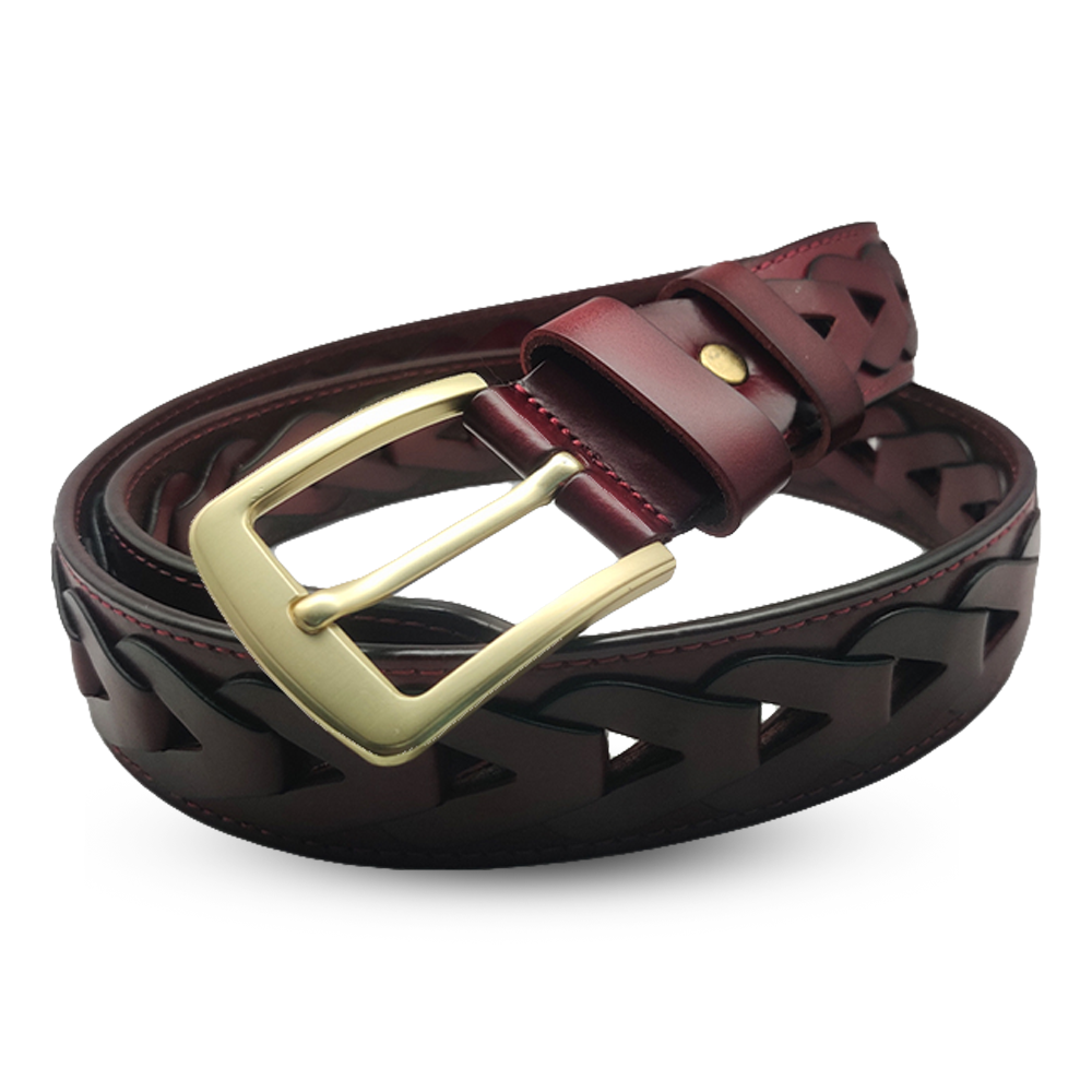 Leather Belt for Men - Maroon