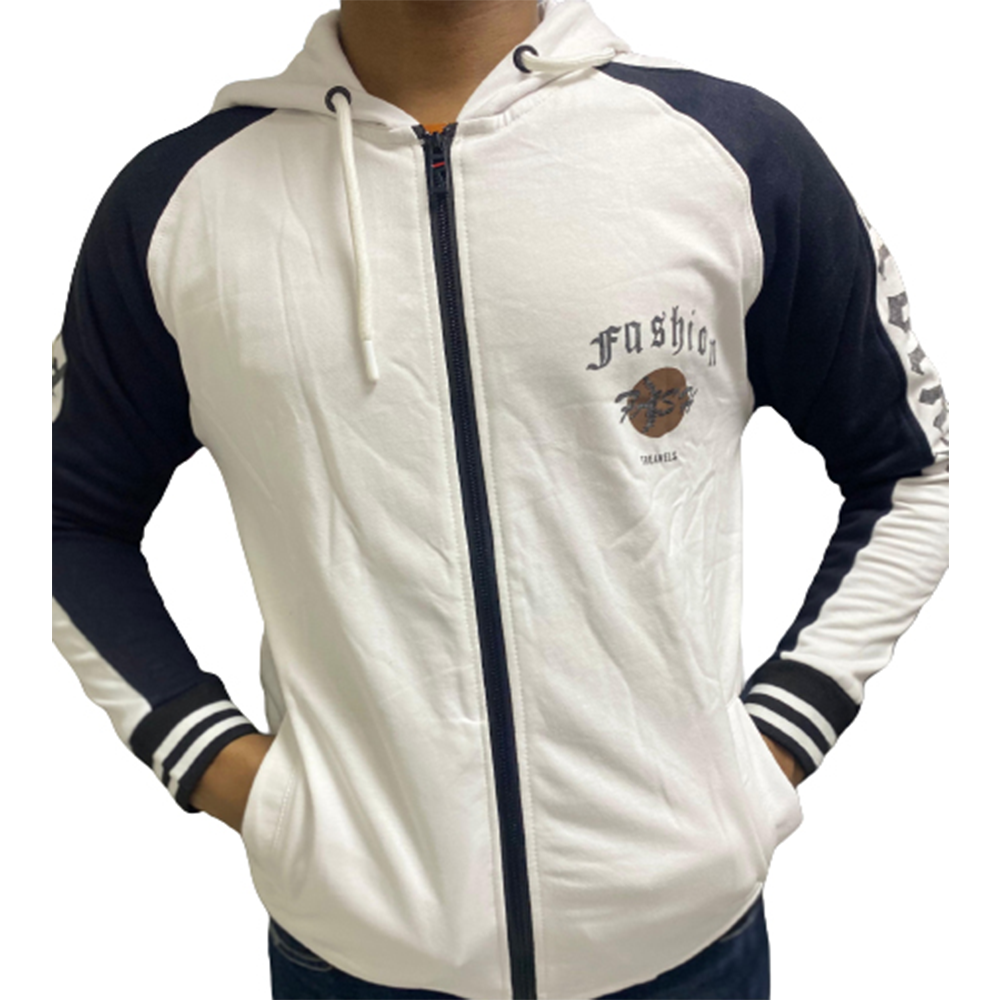 Cotton Hoodie For Men - Black and White - H-143