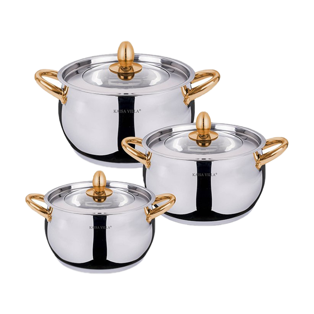 Pack of 6 Pcs Kaisa Villa KV-6644 Stainless Steel Induction Bottom Cookware Set