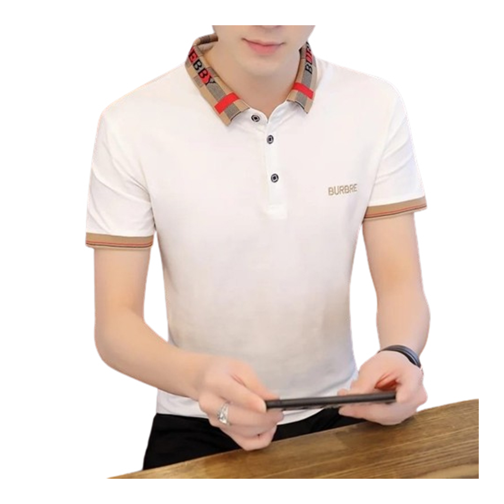 Cotton Half Sleeve Polo T-Shirt for Men - White - PT-M17 