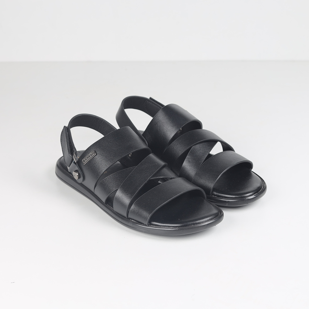 Leather Belt Sandal for Men - Black - 8640608