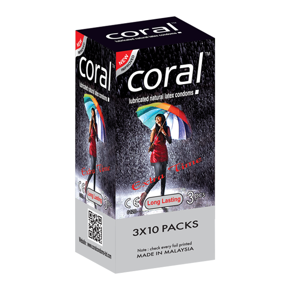 Coral Long Lasting Extra Time Lubricated Condom - 30 Pcs