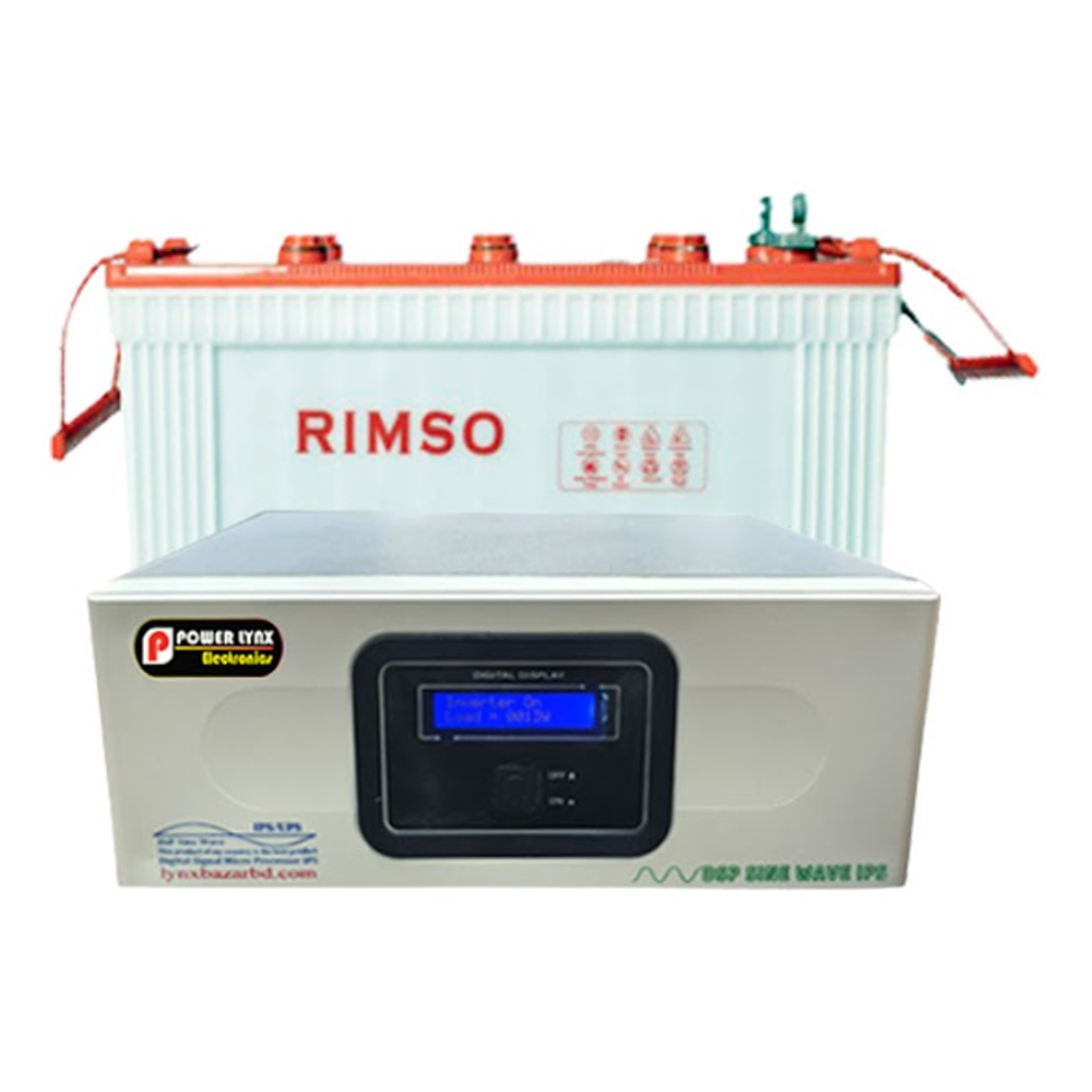 Combo of POWER LYNX DSP Sine Wave Digital 1100 VA IPS With Rimso 6BRT 200 Ah Battery 12 V - White