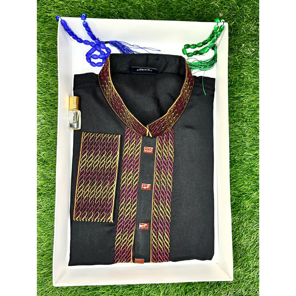 Eid Collection Cotton Panjabi For Men - Black - 004