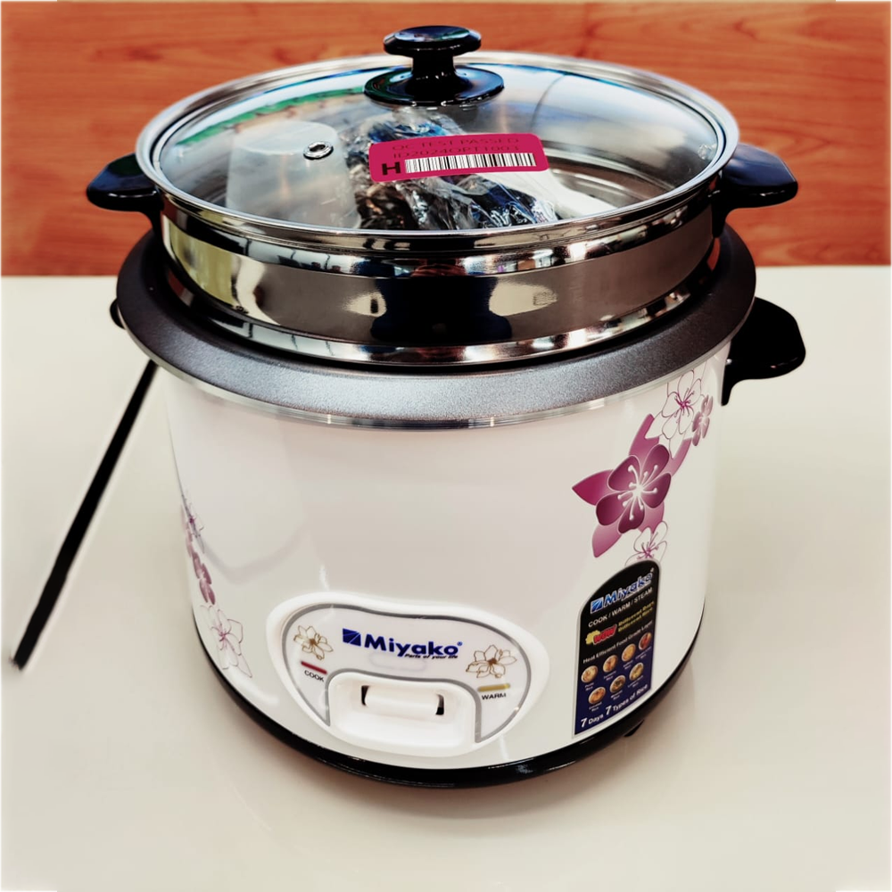 Miyako ASL-1280-HC-D Double Pot Rice Cooker- 2.8 Liter - White