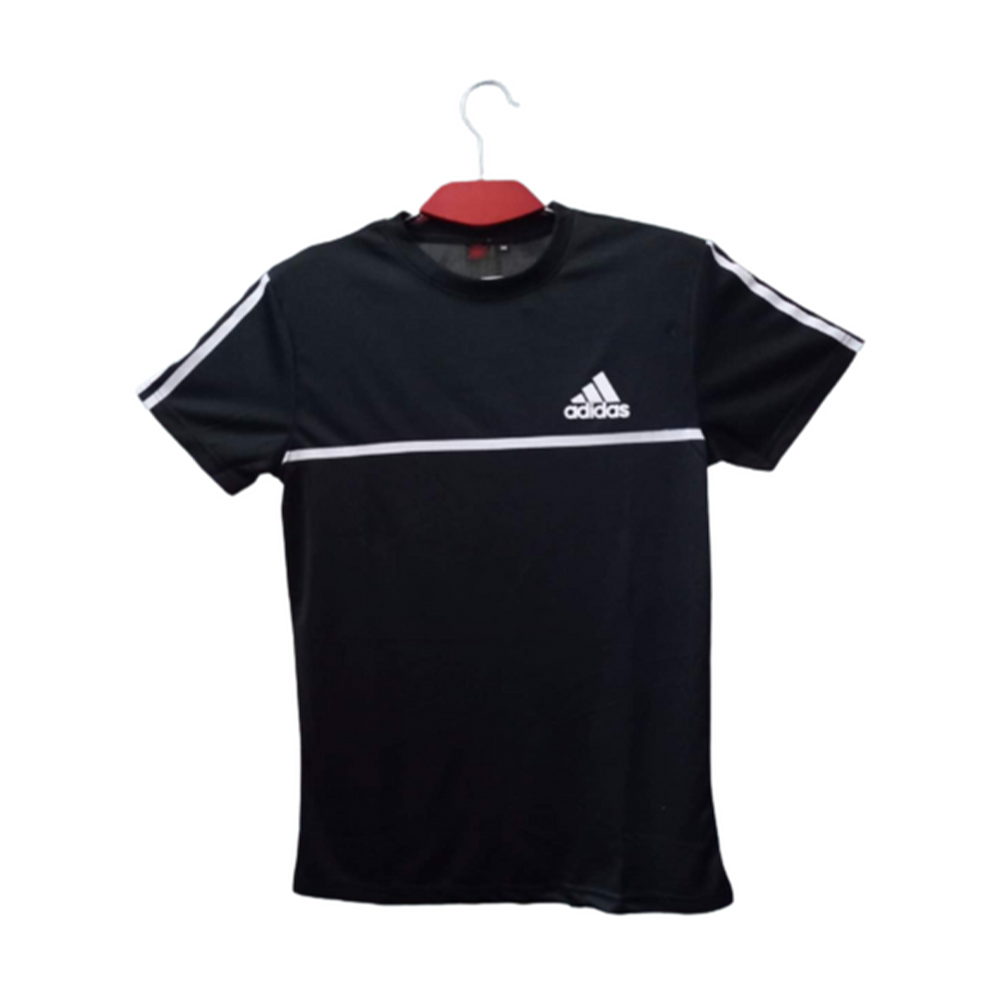 Mesh Jersey Fabric Half Sleeve T-Shirt For Men - Black