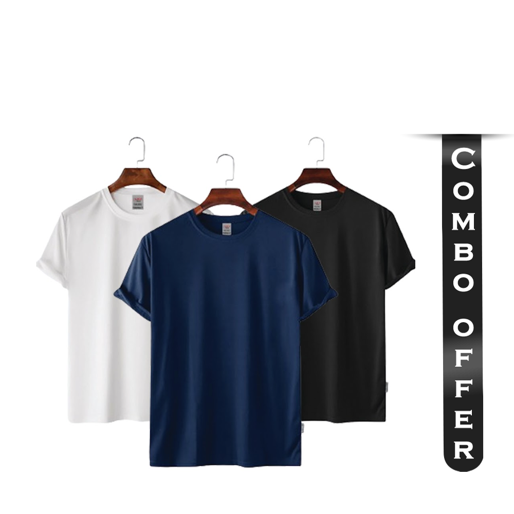 Combo Offer Of 3 Pcs Cotton Half Sleeve T-shirt for Men