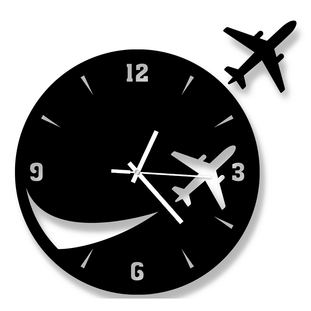 AIR LIFE Thematic MDF Wooden Wall Clock - Black - DC-1055