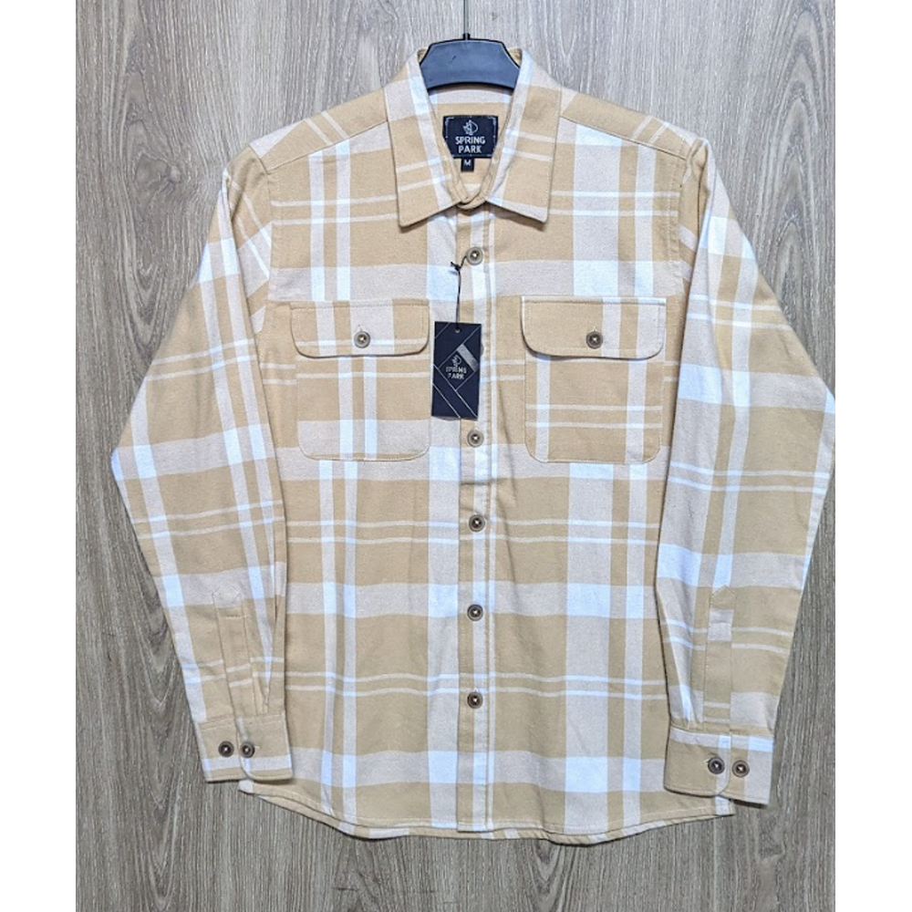 Flannel Cotton Check Double Pocket Casual Shirt - Gray and White - SP0051