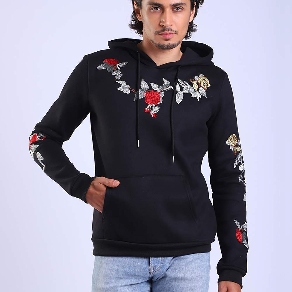 Cotton Hoodie For Men - Black - H-286