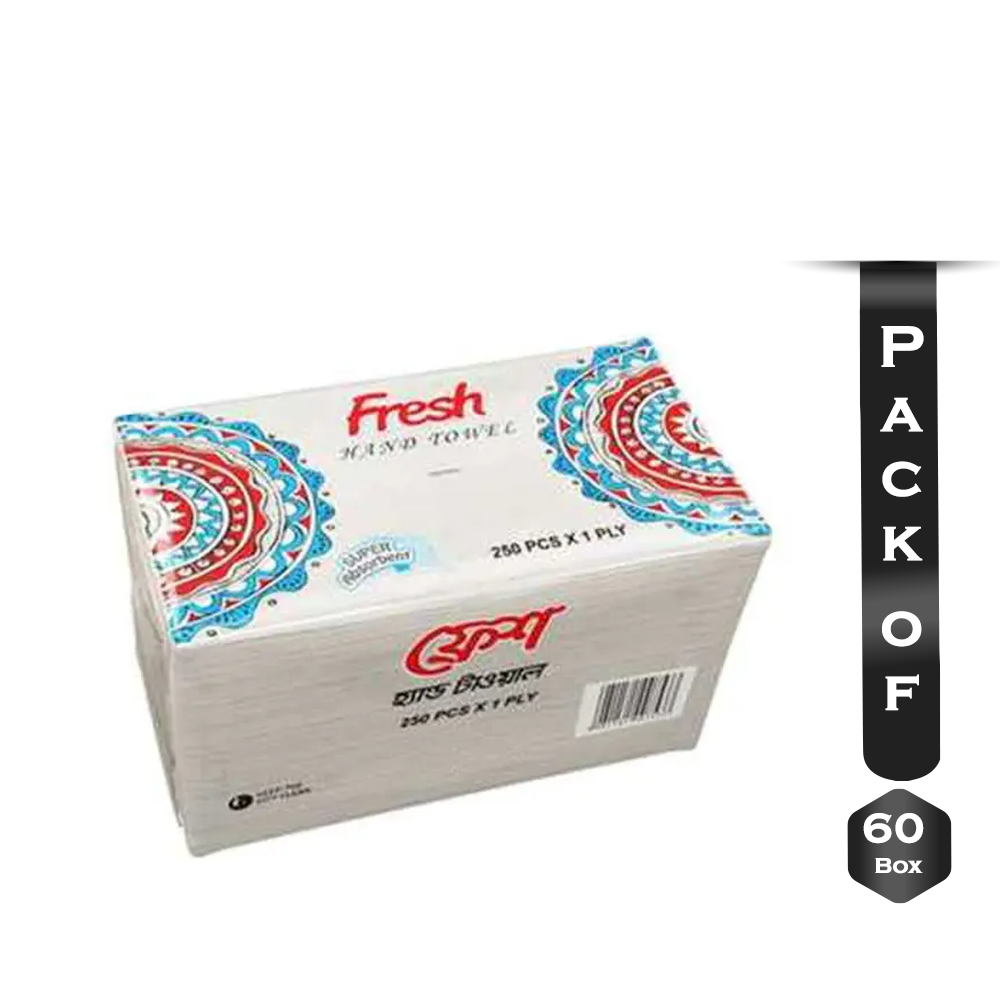 Pack of 60 Box Fresh Hand Towel Tissue Paper - White