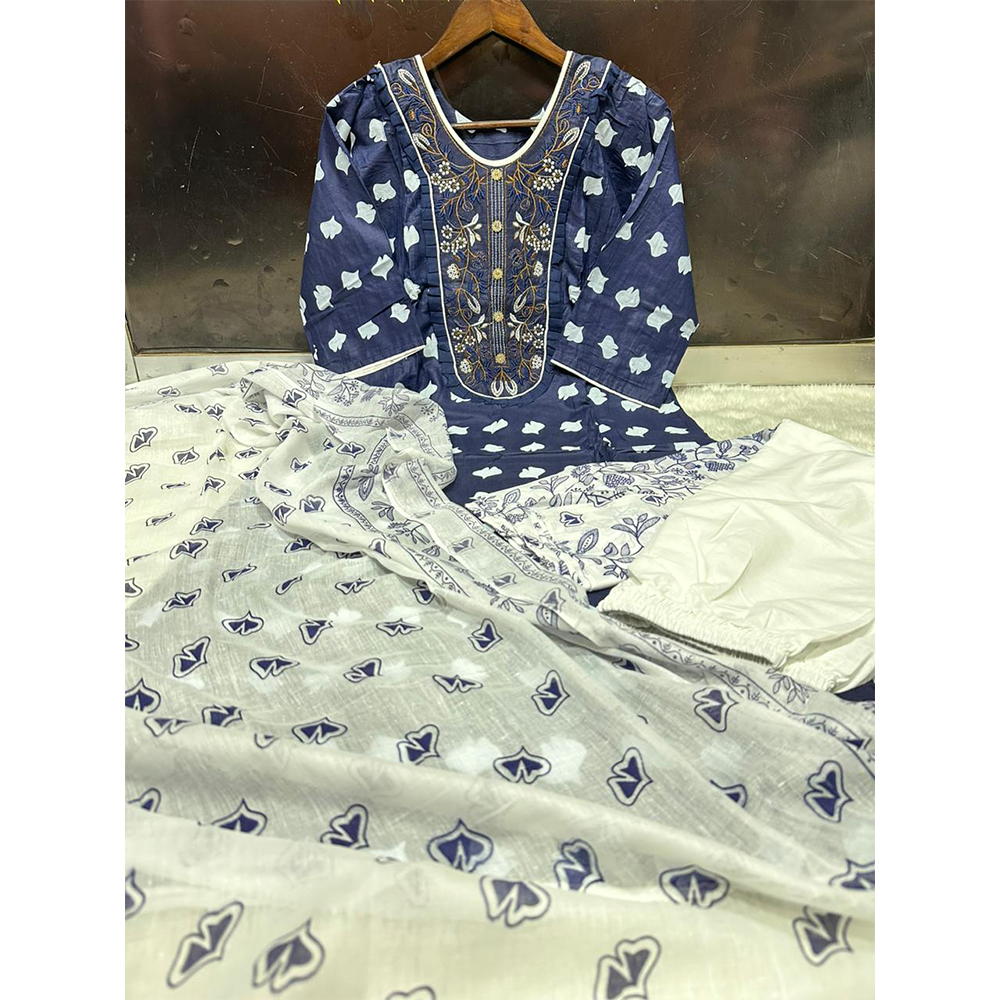 Cotton Readymade Salwar Kameez For Women - Blue 