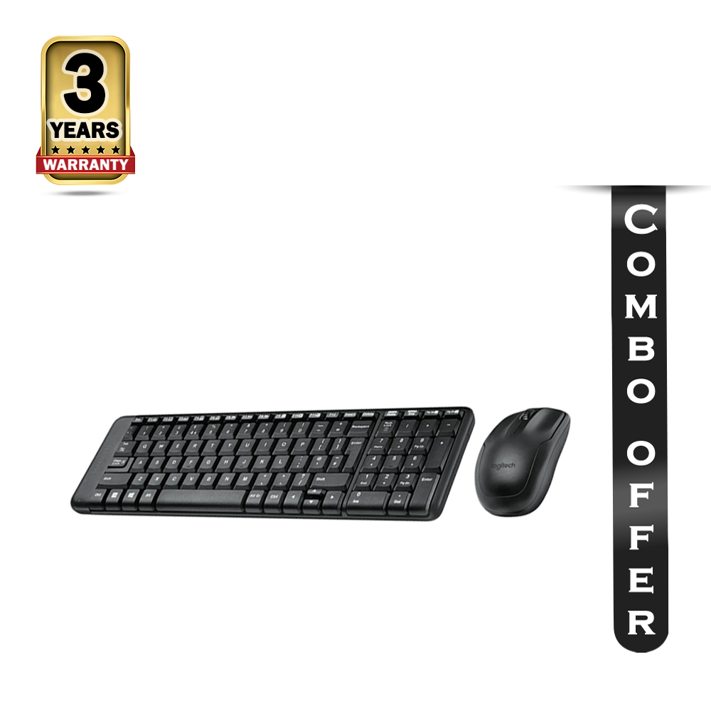 Combo Of 2 Logitech MK220 Wireless Keyboard and Mouse - Black