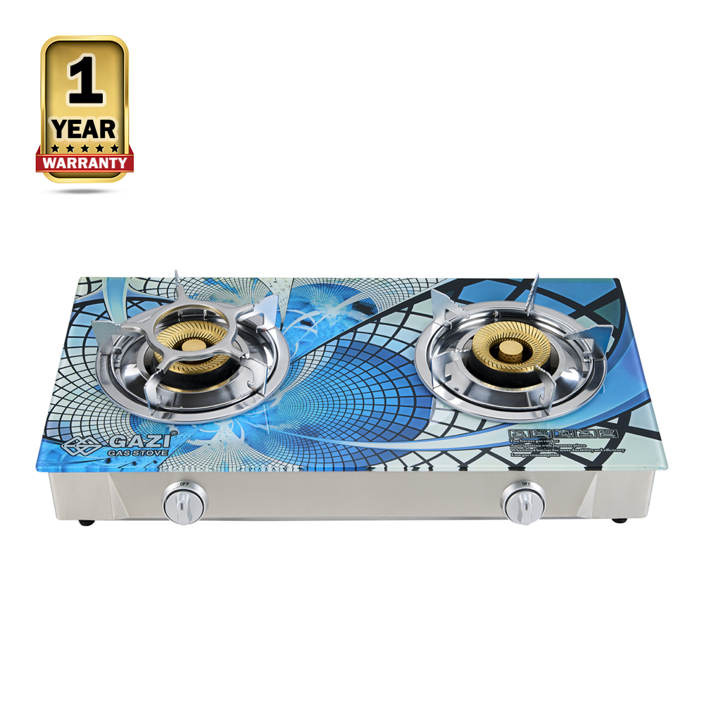 Gazi GST-245C Double Glass Burner Gas Stove - Multicolor