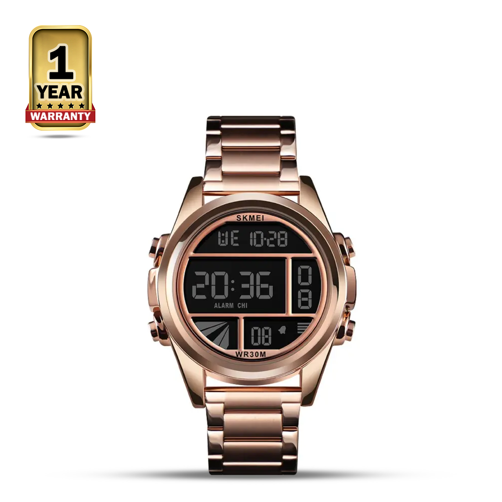 SKMEI 1448 Stainless Steel Digital Watch For Men - Rose Gold