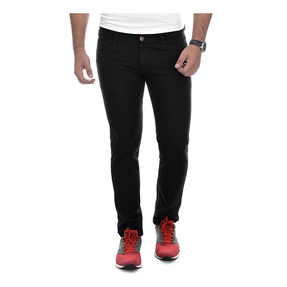 Cotton Semi Stretch Denim Jeans Pant For Men - Deep Black - NZ-13062