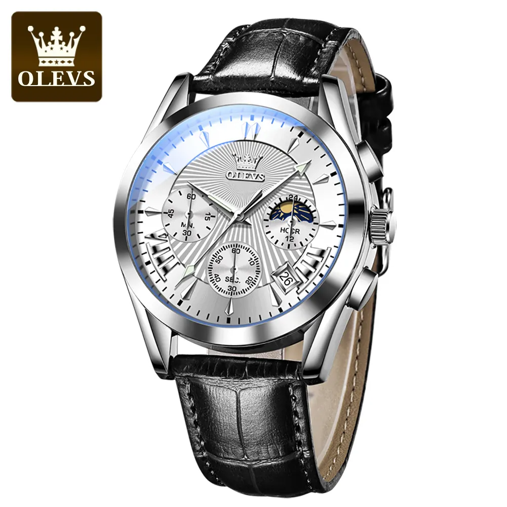 Olevs 2876 Luxury Chronograph Wrist Watch For Men - White